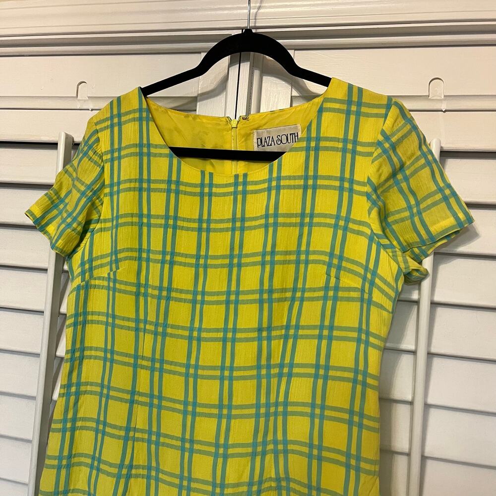 Plaza South Yellow and Blue Plaid Dress Size 8 - Picture 3 of 8